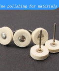20 Pack Pro Grade Compressed Wool Felt Polishing Wheels With One Eighth Inch Mandrel for Rotary Tools displayed on black surface
