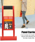 Heavy Duty Panel Lifter Grip Tool With Non Slip Handle For Safe Drywall And Sheet Metal Handling Plus Durable Abs Plastic Construction For Pros And DIYers, shown being used to carry large sheet material.