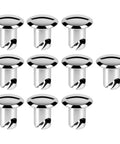 10 Pack Chrome Quarter Turn Fasteners.500 Grip 7/16 Aluminum Oval Pull Buttons, shiny, circular top knobs.