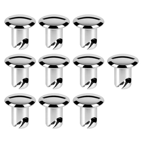 10 Pack Chrome Quarter Turn Fasteners.500 Grip 7/16 Aluminum Oval Pull Buttons, shiny, circular top knobs.