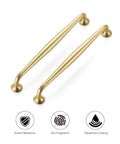 Top Tier Brushed Gold Cabinet Handles And Solid Metal Pulls For Kitchen Drawers 7 1/2 Inches Center To Center 10 Pack with sleek design.