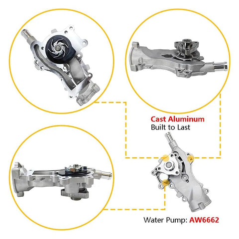 Tough As Nails Coolant Water Pump With Gaskets Fits Buick Encore Chevy Cruze Sonic Trax 1 4L Engine, cast aluminum construction.