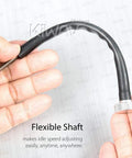 Hand holding a flexible shaft with knurled grip, part of Extend Idle Speed Adjustment Screw Featuring Flexible Shaft And Knurled Grip For Harley V Twin Carburetors No Sweat Hand Tune Up Keep Your Machine Cruising Smooth.