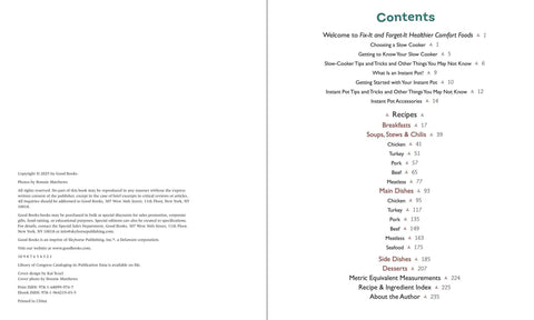 Table of contents for Down Home Healthy Comfort Food Cookbook For Slow Cookers And Instant Pots featuring recipes and tips.