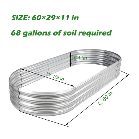 Five Foot Oval Raised Garden Bed Made From Galvanized Steel With GRS Certified Recycled Material Outdoor Planter Box dimensions