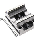 Built Tough Heavy Duty CNC Vise With Four Five Axis Turntable Fixture Self Centering Design for Milling Workholding, metal clamps and tool included.
