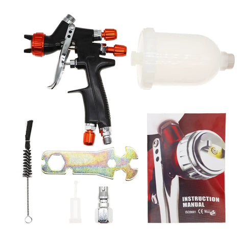 Pro HVLP Spray Gun With 1.2Mm Tip And 250Ml Cup For Auto Painting and Bodywork Touch Ups, including cup and accessories.