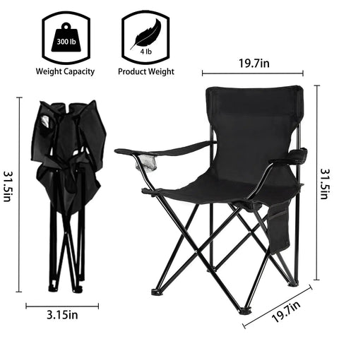 Ultra Lightweight Folding Camping Chair With Carry Bag For Beach And Lawn Totally Portable And Easy To Carry Nine Pound Weight Black