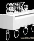 Premium Ceiling Curtain Track System With Smooth Bearing Wheels For Noise Reducing Privacy, Waterproof And Wear Resistant Aluminum Rail Kit Adjustable Length Removable End Caps Perfect Room Divider white 80kg load