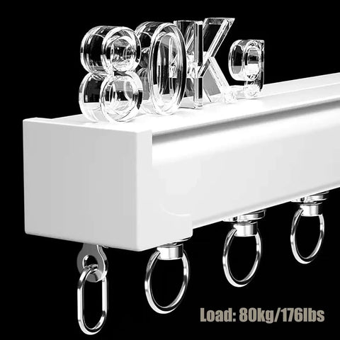 Premium Ceiling Curtain Track System With Smooth Bearing Wheels For Noise Reducing Privacy, Waterproof And Wear Resistant Aluminum Rail Kit Adjustable Length Removable End Caps Perfect Room Divider white 80kg load