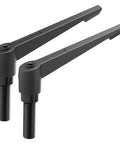 2 Pack M8 x 40mm Clamping Lever Handles With Adjustable Clamping Force And Quick Release Locking Rotating Screw Bolt Stud in black