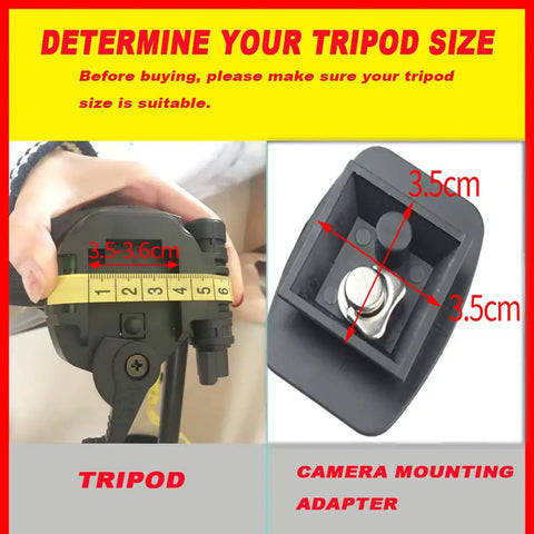 2 Pack 35mm Quick Release Plate For Tripod Mount Adapter With QR Camera Mounting Ball Head Parts Replacement For Quantaray Slik Walmart Sunpak 5800D 7000TM 6400UT 8001UT MX1000 tripod adapter size guide showing 3.5cm fit