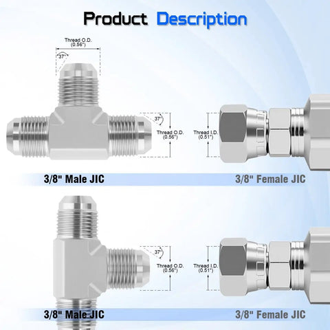 Three Eighths Inch JIC Male Tee Adapter With SAE J514 37 Degree Flare Seatings Delivers Leak Free Metal To Metal Connection For Hydraulic Systems Featuring Three Eighths Inch JIC Male Ports And Tough Precision Machined Craftsmanship, 3/8 JIC