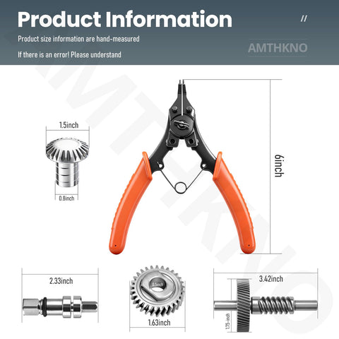 Worm Gear Kit For 5Qt And 6Qt Stand Mixers Replacing 9706529 9709511 9703337 9709231 with pliers and parts dimensions