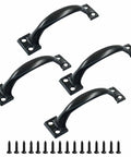 4 Pack Black Antique Gate Pull Handles 4 Inch Curved Metal Door Pulls For Cabinets Furniture Kitchen Drawers Dresser And Barn Doors With Screws Vintage Style Hardware Smooth Finish And Easy Mounting For A Classic Rustic Look displayed with screws