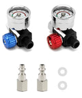 Pro Grade Air Pressure Regulator Kit With Gauge For Spray Guns And Air Tools Quarter Inch G Thread Inlet And Outlet Adjustable Valve Aluminum Body Durable And Easy To Use With Quick Connect Adapter