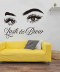 Eyelash Extension Wall Decal For Beauty Salon Makeup Room Self Adhesive Vinyl Sticker 60x84cm Waterproof Removable Black LL300