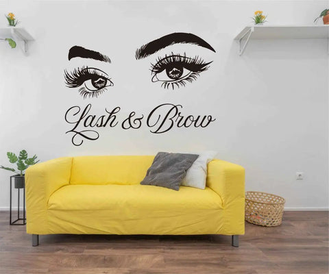 Eyelash Extension Wall Decal For Beauty Salon Makeup Room Self Adhesive Vinyl Sticker 60x84cm Waterproof Removable Black LL300
