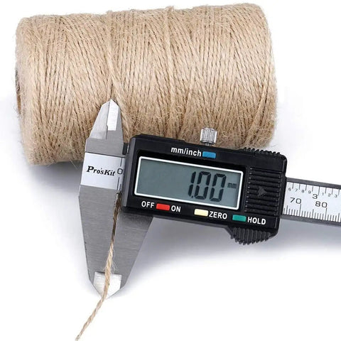 Caliper measuring 2Mm Natural Jute Twine For Crafting And Garden Projects Eco Friendly Biodegradable Packing String Brown 328 Ft 100m