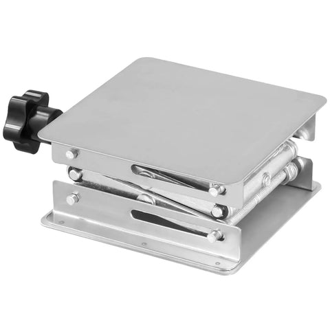 Hella Sturdy Stainless Steel Lab Scissor Jacks, 2 Piece Set, showing compact adjustable height base for secure support.