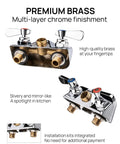 Heavy Duty Commercial Hand Sink Faucet With Slick Chrome Finish Rock Solid Brass Build Rust Resistant Gooseneck Spout Built Like A Tank Durable 304 Stainless Steel Wall Mount, premium brass fittings.