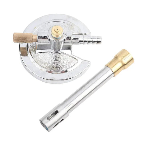 Gas Bunsen Burner With Copper Tube Micro Design For Laboratory Use Liquid Gas Fueled Light Burner Adjustable Flame Safe High Temperature Heating Tool For Science Labs, showing dismantled parts: base and copper tube.