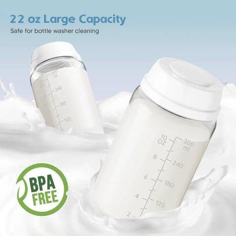 22oz Portable Breast Milk Cooler Bottle with Two BPA-Free Bottles Featuring Measurement Marks in splash, safe for cleaning