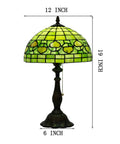 Tiffany Style Stained Glass Table Lamp With 12 Inch Shade And 19 Inch Tall Antique Bronze Base UL Listed Reading Light Pull Chain Easy Assembly Cozy Glow Vibe Green Apple Heart Pattern