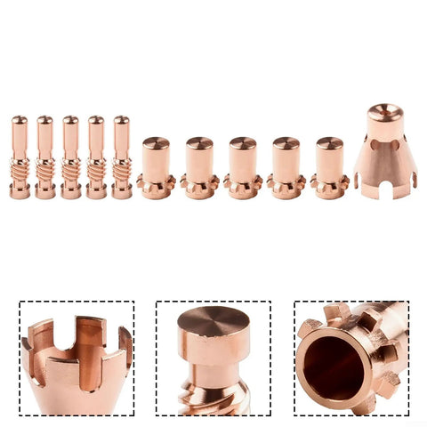 Ultimate 11-Piece Plasma Cutter Tips And Nozzles Kit Made For Procut 55 And 80 Series Machines, copper components for precise cutting.