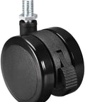 Heavy Lifters Swivel Caster Wheel With Smooth Rolling 2 Inch Pu Twin Treads And Tight Locking Brake M10x15mm Threaded Stem For Cart Replacement Black installed with brake.