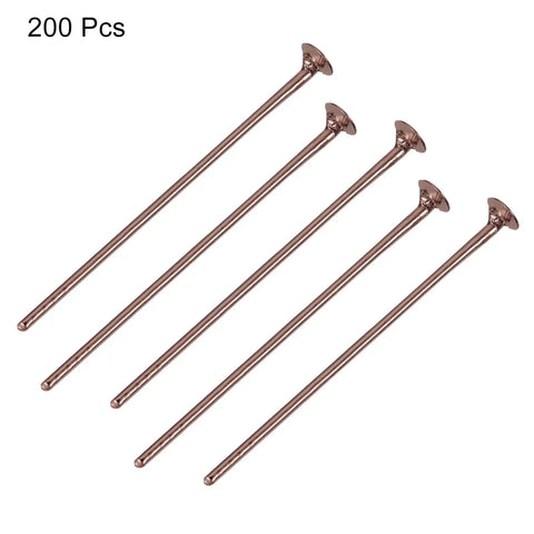 200Pcs Flat Head Pins For Jewelry Making 60Mm Brass Red Copper Head Pins 20 Gauge Beading Supplies For Earring Bracelet Necklace Craft DIY Projects And Bead Stringing, flat head pins