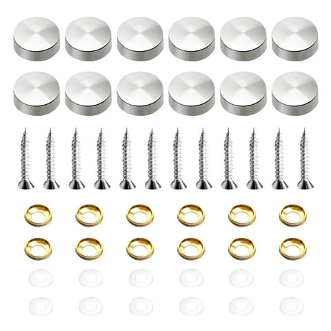 Socket Cap Screws 12-Piece Set Built To Last, Stainless Steel Non Slip Decorative Cap Hardware, screws, caps, and washers shown