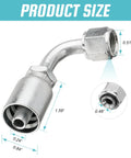3/8 inch hydraulic hose fittings with JIC 37 degree elbow, carbon steel dimensions shown