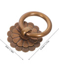 Close-up of a single vintage brass ring pull handle from Six Piece Set Vintage Brass Ring Pull Handles For Cabinets And Drawers Retro Bronze Hardware With Screws Easy Install Multipurpose Antique Vibe Knobs For Kitchen Dressers And Cupboards, showing dimensions 3cm by 4.5cm.