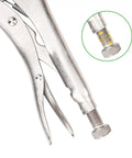 Close-up of Three Pack 18 Inch C Clamp Locking Pliers with Swivel Pads Pro Grade Heavy Duty Vise Grip Set for woodworking.