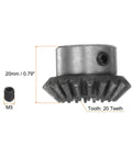 Beefy Bevel Gear Pair For Hardware Rotation 1 To 1 1.5 Module, 20 Teeth gear, 10mm bore, with M5 fixing holes visible, 45 steel