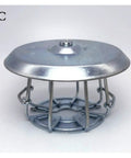 Rock Solid Fire Sprinkler Head Guard With Heavy Gauge Stainless Steel Protective Cage in polished silver finish.