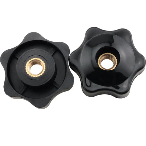 10 Pcs M6 Star Knob Fixtures Tight Handle Nut Through Hole Plastic Knurled Copper Core Knobs For Saw Fence Drilling Machine Lathe Black