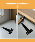 Side by side images showing 8 Pack Galvanized Zinc Alloy T Strap Door Hinges With Heavy Duty Stable T Shape Design And Triangular Support