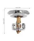 Brass Bathtub Plug Drain Stopper with Flat Seal for Overflow Basins, chrome finish, measuring 7cm diameter and 6.8cm height.