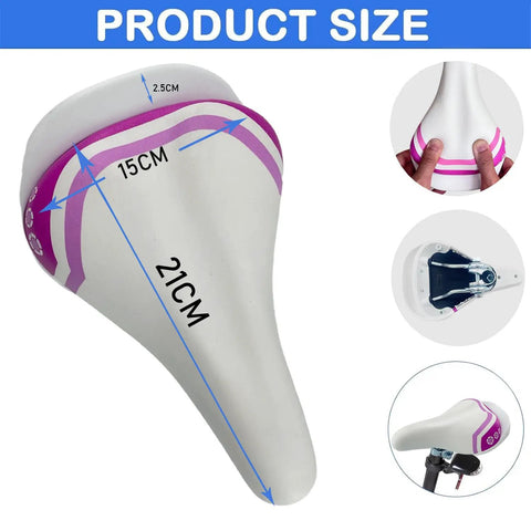 Comfy Kids Bike Seat Replacement For 12 14 16 18 Inch Bikes Soft Foam Saddle With Back Handle Fits 22mm Seatpost shown dimensions