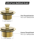 Top Shelf Brushed Gold Bathtub Drain Kit And Overflow Faceplate Built Tough Rust Resistant Metal fits 1-3/8 and 1-1/2 inch drains.