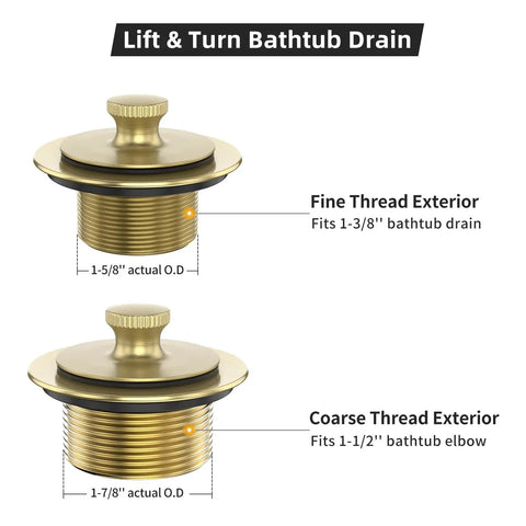 Top Shelf Brushed Gold Bathtub Drain Kit And Overflow Faceplate Built Tough Rust Resistant Metal fits 1-3/8 and 1-1/2 inch drains.