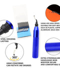 Ultimate YxGood Hand Deburring Tool Kit With 10 Extra Sharp Replaceable Blades, blue aluminum handle and HSS blades, 360 degree rotation