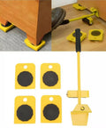 Heavy Duty Furniture Lifter And Mover Tool Set With 4 Roller Sliders for moving appliances, featuring yellow sliders and lever for 200kg capacity.