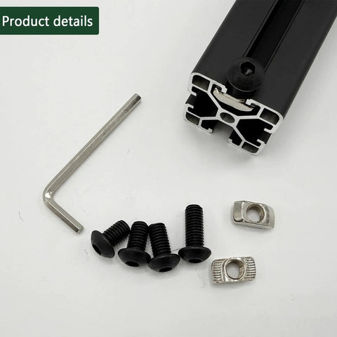 Close-up of 60Pcs 4040 Aluminum Extrusion Hardware Kit with M8 T Nuts and Screws for quick assembly on 10mm T slot rail.