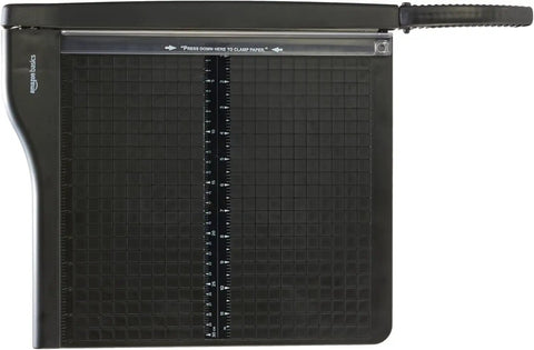 Workhorse Heavy Duty 12 Inch Paper Cutter For Office And Crafts With Safety Guard And Blade Lock, featuring a steel grid surface.