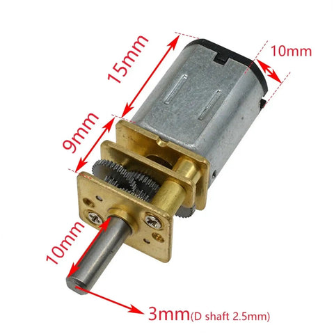 Heavy Duty N20 Micro Gear Motor Packed With Real Metal Reduction Gears Runs Like Gangbusters For Diy Robot Chassis showing dimensions.