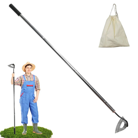 All Steel Hardened Hollow Hoe Workhorse With 55 Inch Adjustable Handle For Heavy Duty Weeding Scuffle Hula Hoe With Rake 1 Pack