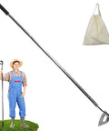 All Steel Hardened Hollow Garden Hoe Set For Weeding, Loosening Soil, And Planting Vegetables, Built Tough 2 Pack Black Hand Forged Steel Heavy Duty Garden Tool with handle and cloth bag.